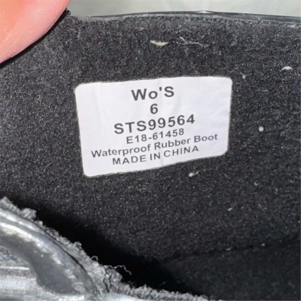 Sperry‎ Women's Black Walker Turk Waterproof Rain Boots Size 6 Tie Back Slip-on
